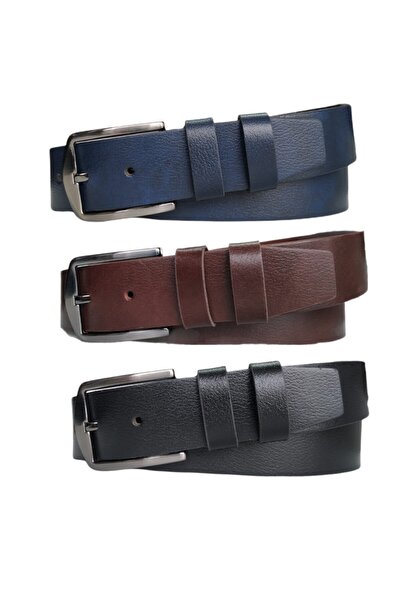 Kar-Pa طقم بنطلون قماش عادي 100% من الجلد الطبيعي مكون من 3 قطع 4 سم: أسود-بن...