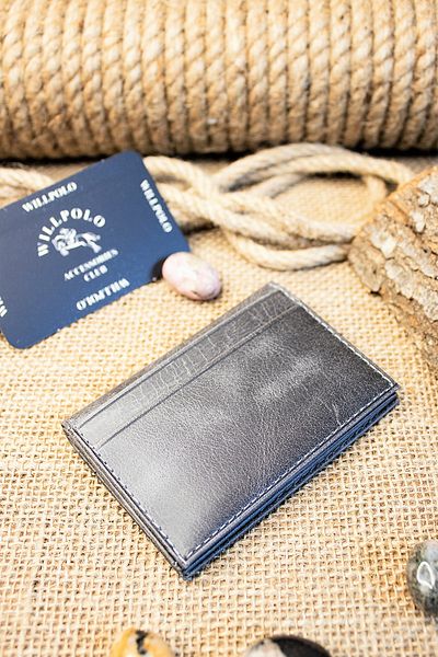 willpolo Γνήσιο δέρμα Crazy Leather Minimalist Grey Card Holder
