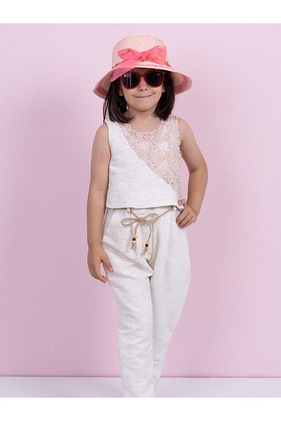 MinikButik Girl's Lace Detailed Jumpsuit