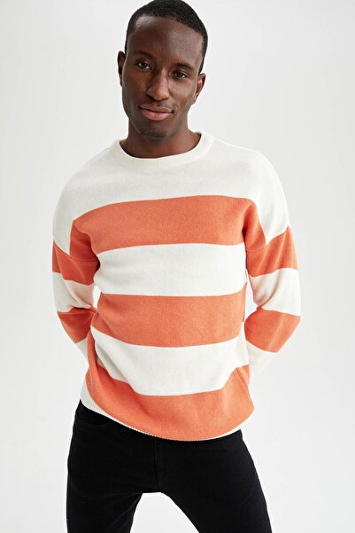 DeFacto Oversize Fit Bisiklet Yaka Renk Bloklu Triko Kazak