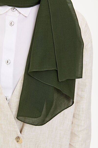 BURDEN IPEK Natural Crepe Light Combed Shawl Khaki