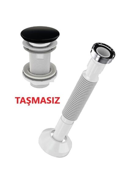 ULUMAK Lavabo Sifonu Clik-clack Pup-up Siyah Seramik Kafa Taşmalı