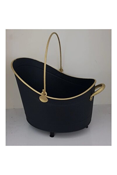 KOCHER Şömine Odun Kovası Siyah Gold 45 cm