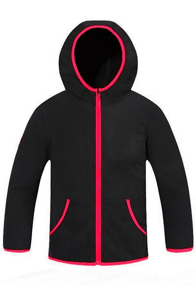 Armashine Girl's Hooded Zippered Fleece Sweatshirt Black fuchsia