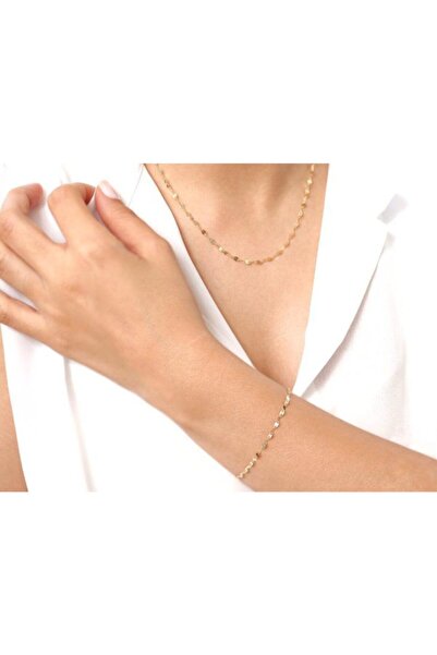 VeraDesignGold Minimal Altın Bileklik Ve Zincir Set