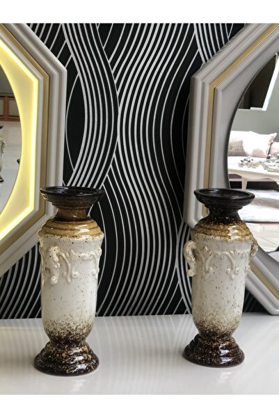 DECOMAJORE Şık Şamdan, Ev Hediyesi, Krem Kahve Uzun Mumluk Tekli