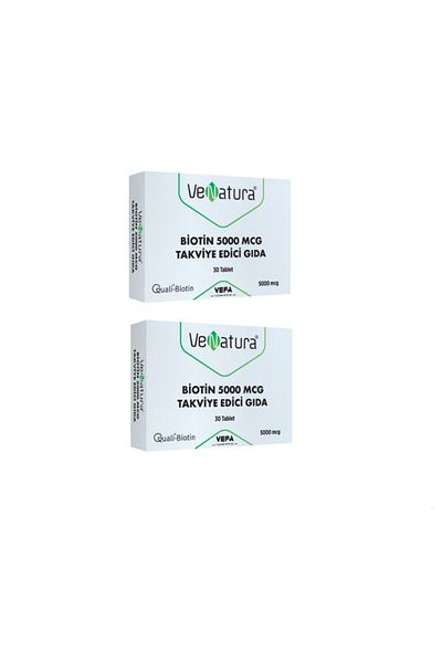 VeNatura Biotin 5000 Mcg Food Supplement 30 Tablets X2 Pieces