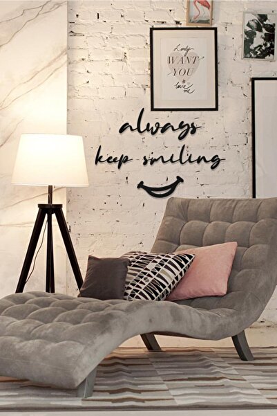 AHWALL Πάντα Μείνετε Χαμογελαστοί Γραπτό Διακοσμητικό Ξύλινο Τραπέζι