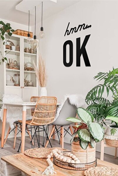 AHWALL Διακοσμητικό Ξύλινο Τραπέζι με Γραπτό Σχέδιο Hmm Ok