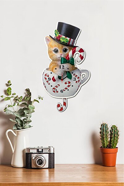 Sokaktaki Hediyem Şeker Kedi Sallanır Sarkaçlı Duvar Saati