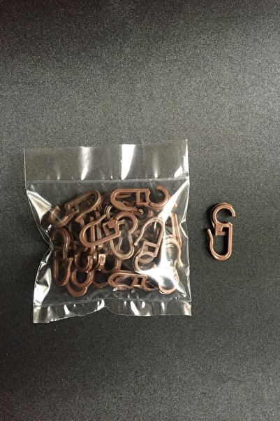 Konur Store Rustik Perde,ahşap Ve Plastik Halka Klipsi, Ceviz Rengi- 25 Adet