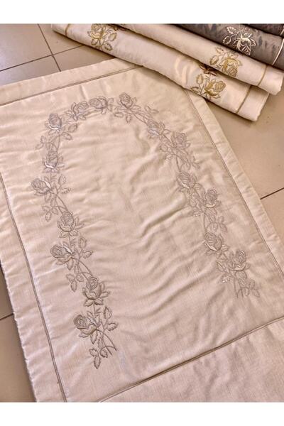 cantasarım ev tekstili Gümüş Nakış İşleme İpek Kadife 80x130 cm Seccade Bohça...