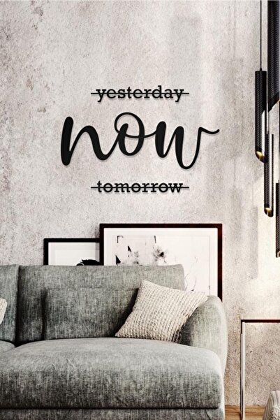 AHWALL Yesterday, Now, Tomorrow Yazılı Dekoratif Ahşap Tablo