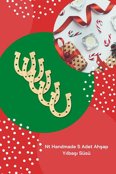NT Handmade Maple Tree 5 Pieces Horseshoe Christmas Ornament - Paintable Christmas Tree Ornament Wall Decoration