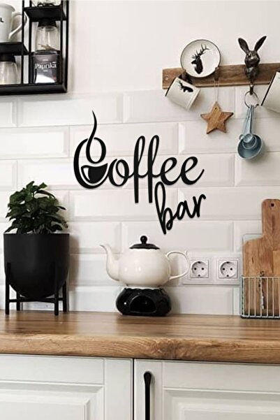 AHWALL Coffee Bar Yazılı Dekoratif Ahşap Tablo Duvar Dekorasyonu Dekoratif Du...