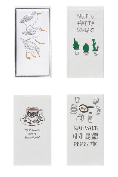 NapkinStore Printed Napkin 4 Models (80 Pieces)