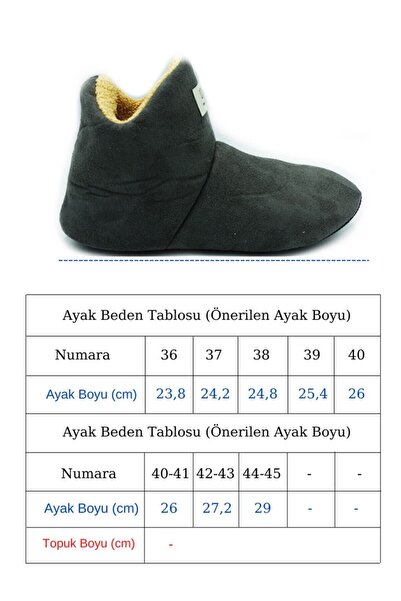 Behtah Kundura Unisex Gri Içi Yünlü Ev Pandufu Ev Botu Ev Ayakkabısı