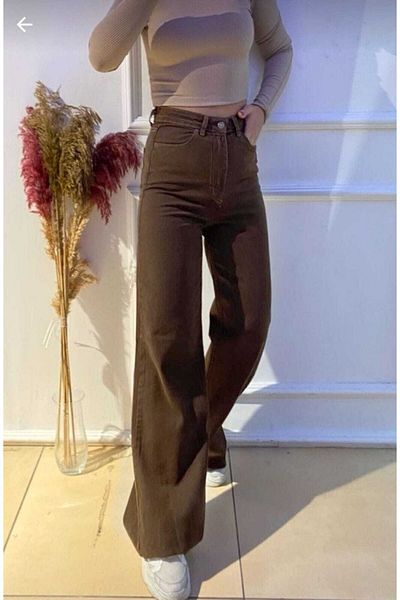 Trn JNS Pantaloni Palazzo de blugi largi din Lycra cu talie super înaltă. (SUPER ÎNALT) Picior lat