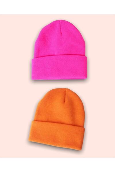Goldmine Set beanie de bază unisex roz neon și portocaliu