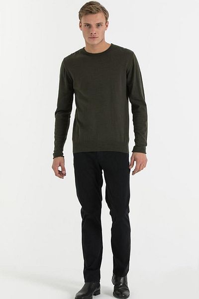 Lee Cooper Men's Roma O Neck Sweater Khaki 191 LCM241070