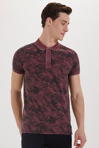 Lee Cooper Men's Huge Pique Polo Collar T-Shirt Claret Red 192 LCM242022