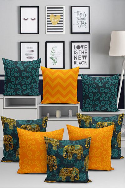 Realhomes 8-Piece Special Design Digital Printed Pillow Cushion Cover