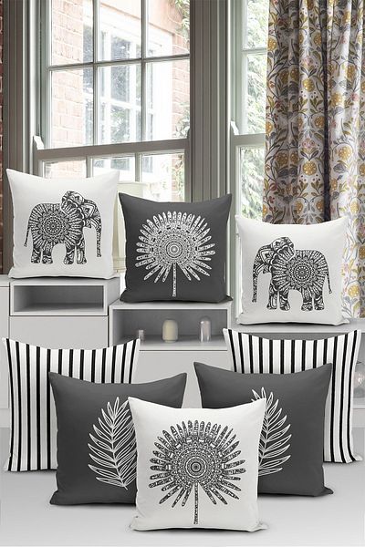 Realhomes 8-Piece Special Design Digital Printed Pillow Cushion Cover