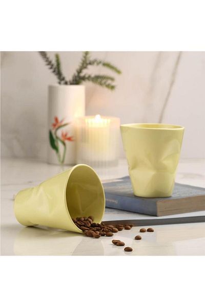 Kütahya Porselen Crash Espresso Coffee Cup Set 140 cc Yellow 2 pcs