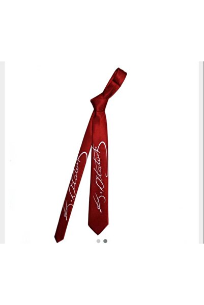Herşey Nota Mustafa Kemal Atatürk Autographed Red Tie