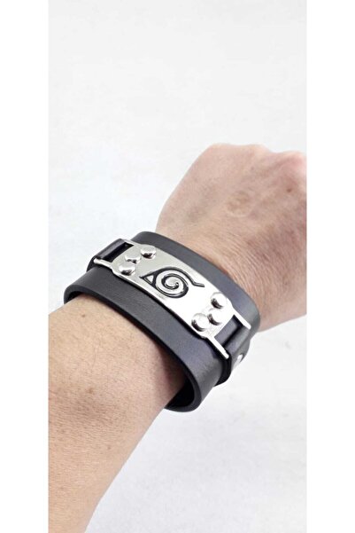 Fugusugu Metal Plakalı Naruto Uzumaki Suni Deri Bileklik