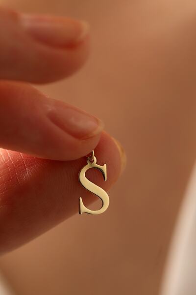 MİLET KUYUMCULUK 14 Ayar Altın S Harfi Plaka Kolye Ucu