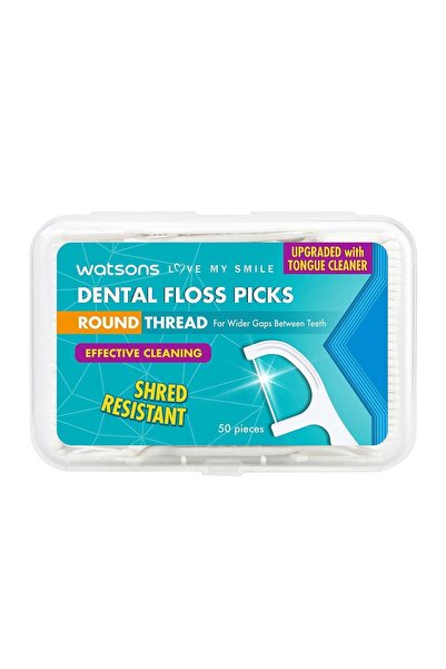 Watsons Raund Thread Dental Floss Picks Mint 50 Adet