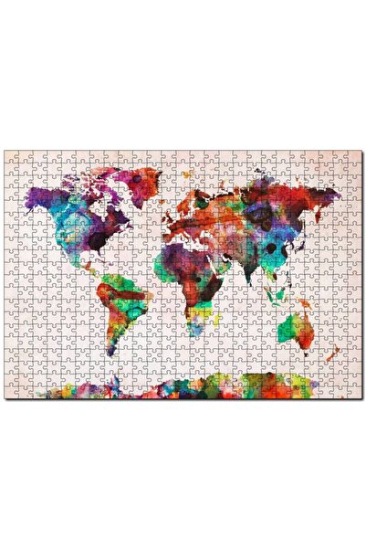 Cakapuzzle Cakasepetim Dünya Haritası Suluboya Mozaik 255 Parça Puzzle Yapboz...