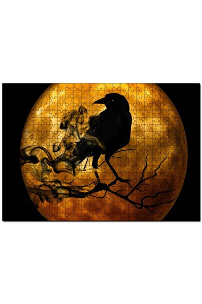 Cakapuzzle صورة ظلية لغز الغراب المكونة من 1000 قطعة من القمر الكامل والغراب ...