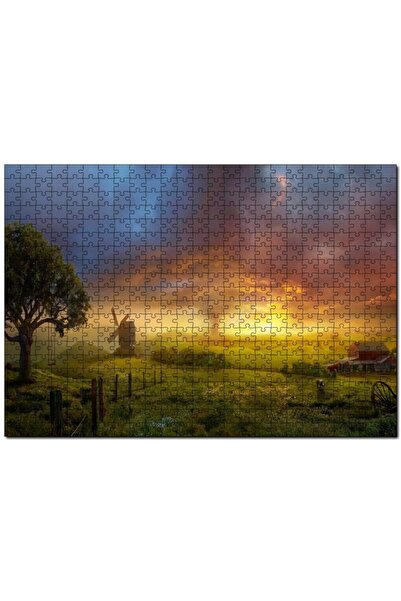 Cakapuzzle لغز غروب الشمس والطاحونة والخرطوم 255 قطعة Mdf (خشب)