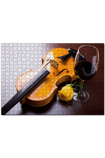 Cakapuzzle Red Wine, Violin And Yellow Rose 1000 Piece Puzzle Jigsaw Puzzle Mdf (wood)