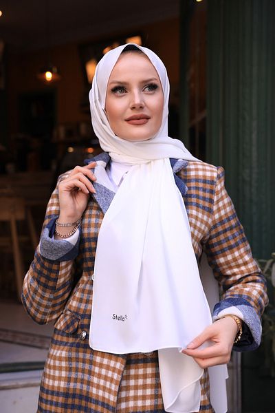 Stella Eşarp Γυναικείο εκρού σάλι Medina μεταξωτό