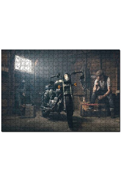 Cakapuzzle Royal Enfield Motorsiklet Ve Sigara Içen Adam 120 Parça Puzzle Yap...