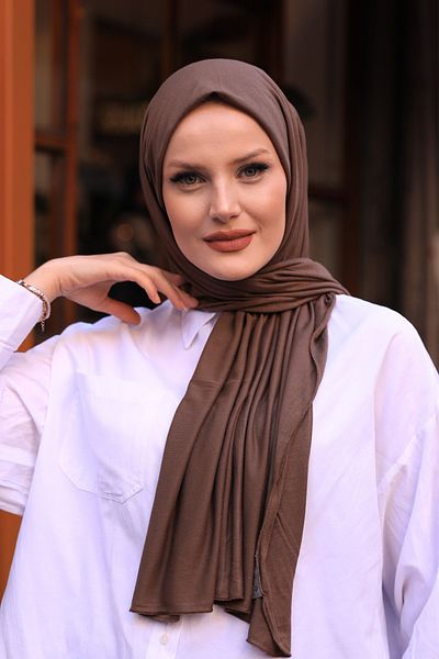 Stella Eşarp Women's Combed Cotton Shawl Milk Brown