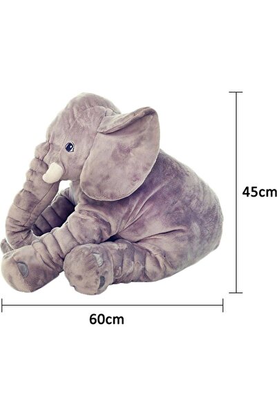 Sole Uyku Arkadaşım Peluş Polar Yumuşak Fil 65 Cm Oyuncak - Gri