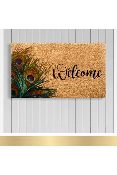 Paspashello , Design Koko Kapı Önü Paspas / Pvc Taban / Model; Tavus Kuşu Tüyler