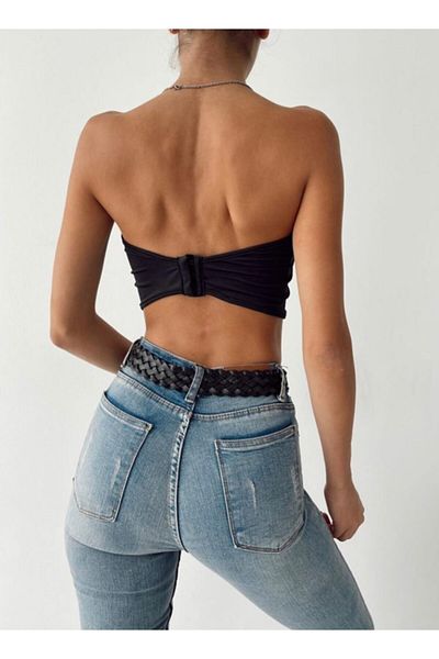 The Base Black Scuba Strapless Bustier - With Back Hook