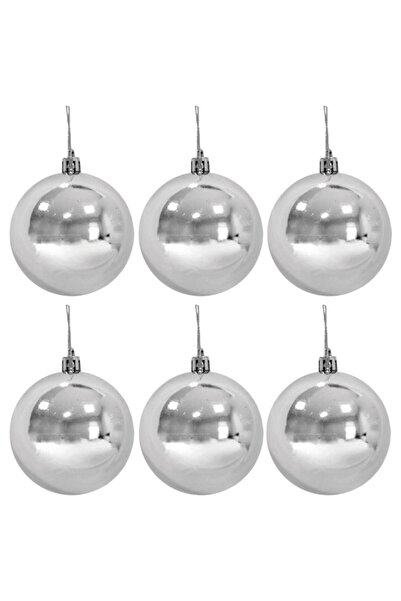 parti sürprizi Срібний колір соснове дерево 6 см куля прикраса 6 штук