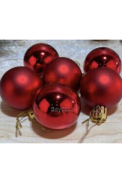 parti sürprizi Red Color Pine Tree Ball Ornament 4 cm 16 Pieces