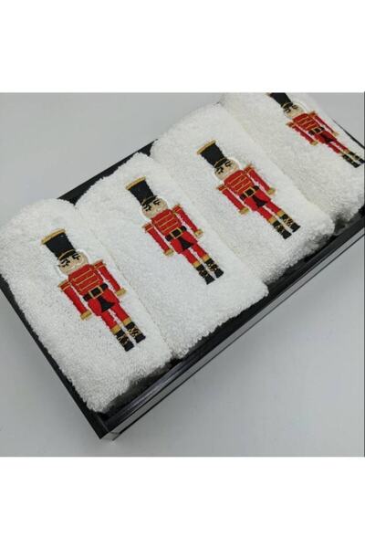 cantasarım ev tekstili Kurşun Asker Nakışlı %100 Bambu El Havlu 30x50 Cm