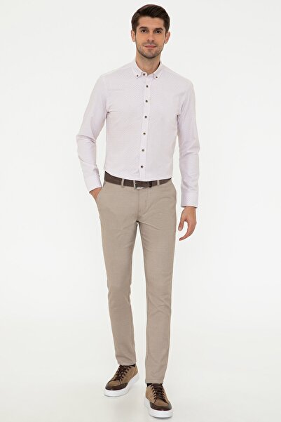 Pierre Cardin Ανδρικό πουκάμισο ανοιχτό καφέ G021SZ004.000.1359856