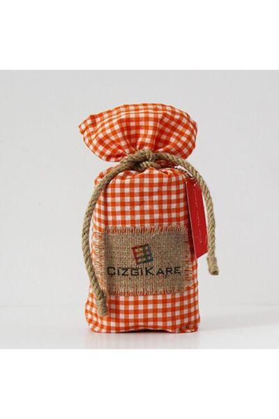 Çizgikare مفرش طاولة برتقالي من القماش القطني