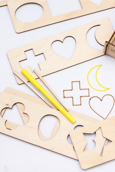 AHWALL Shape and Drawing Development Template, Educational Template, Children's Game, Wooden.