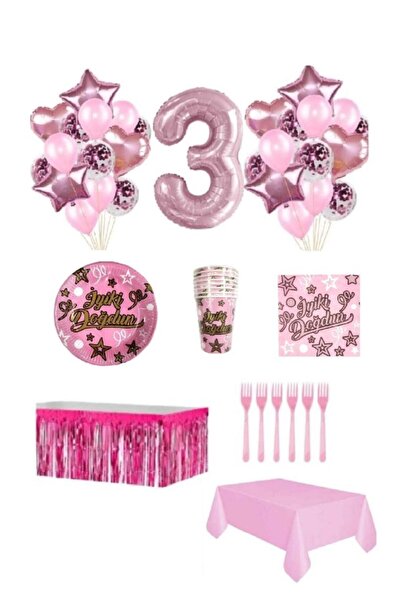 Dipak Σετ γενεθλίων ροζ χρώματος 3 ετών