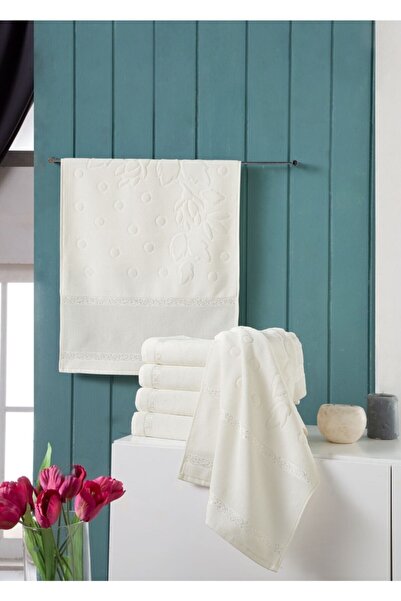 Fiesta Πετσέτες Soft Etam Bordered Jacquard 12 τμχ - Κρέμα -50x90